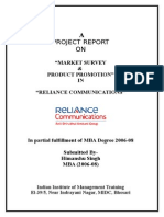  Market Survey Product Promotion in Reliance Communication
