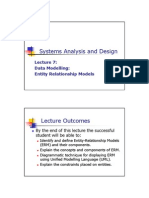 Systems Analysis and Design: Data Modelling: Entity Relationship Models
