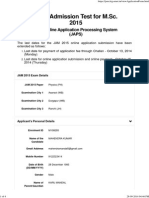 Joint Admission Test For M.Sc. 2015: JAM Online Application Processing System (JAPS)