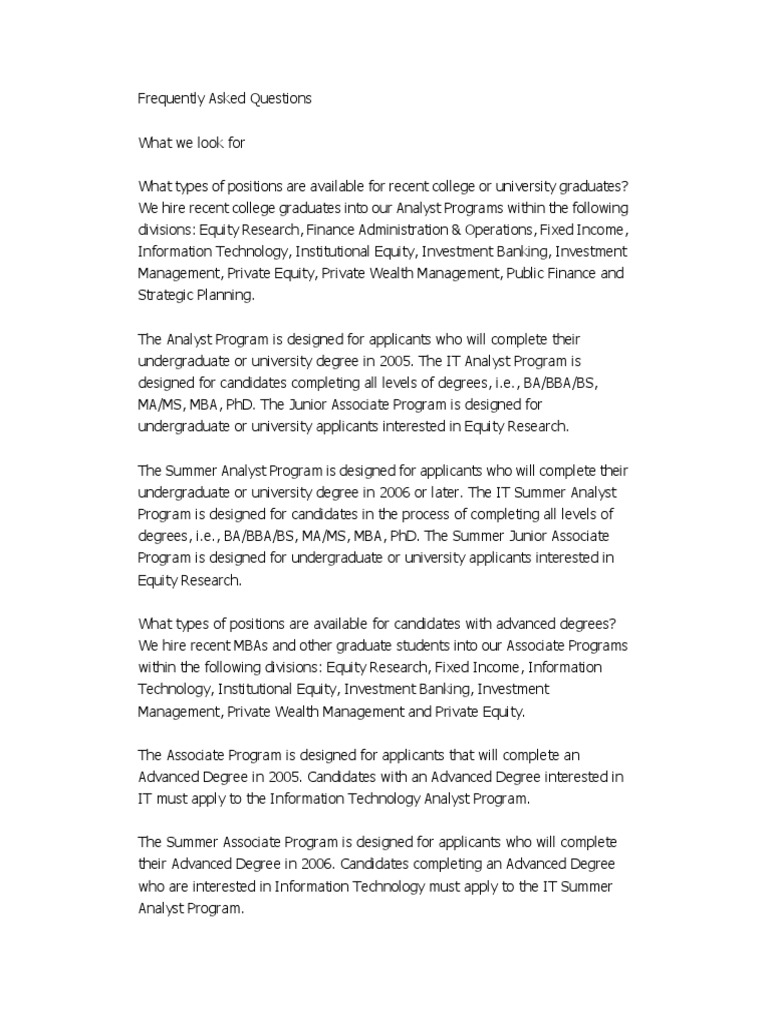 JP Interview Questions Securities (Finance) Investment Banking