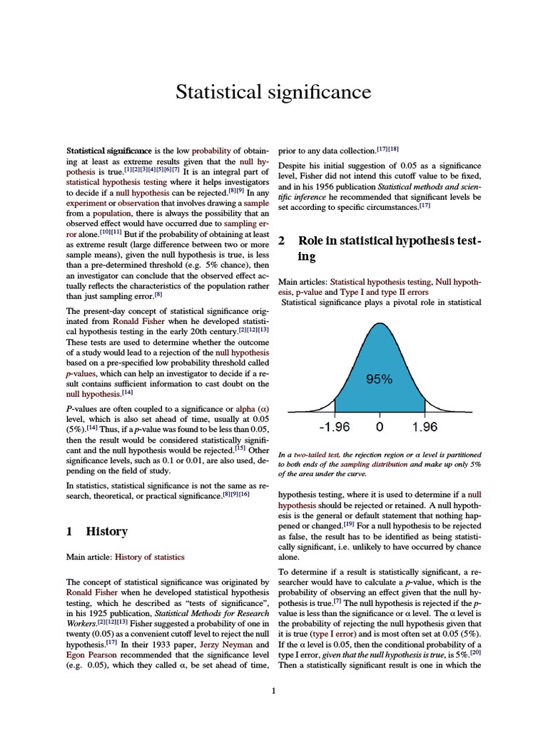 Understanding Statistical Significance | PDF | Statistical Hypothesis ...