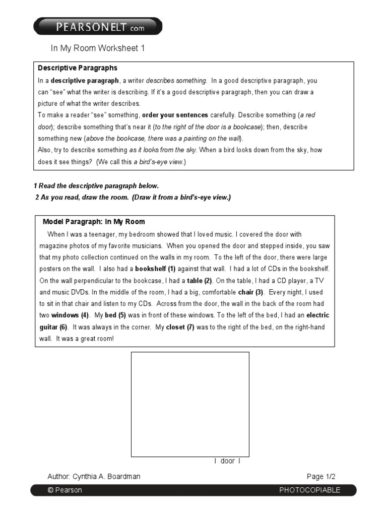 In My Room Worksheet 1: Descriptive Paragraphs | PDF | Bookcase | Leisure