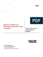 Análisis Del Proyecto de Presupuesto 2015 para El Área de Vivienda