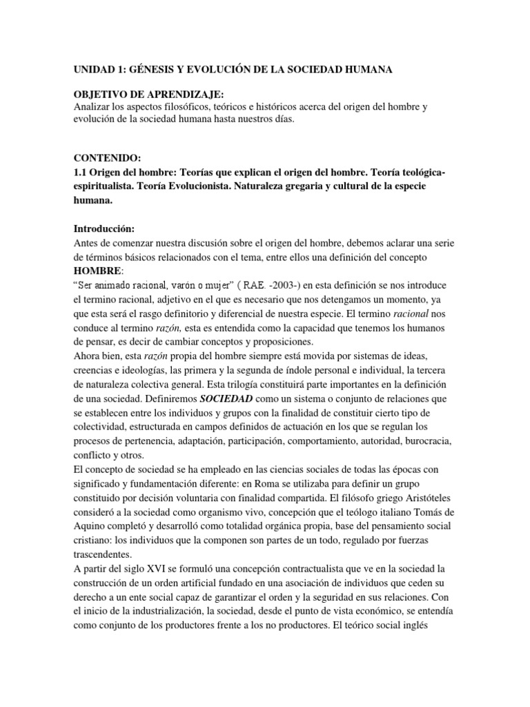 Origen y evolución de la sociedad humana | PDF | Antropología | Sociedad