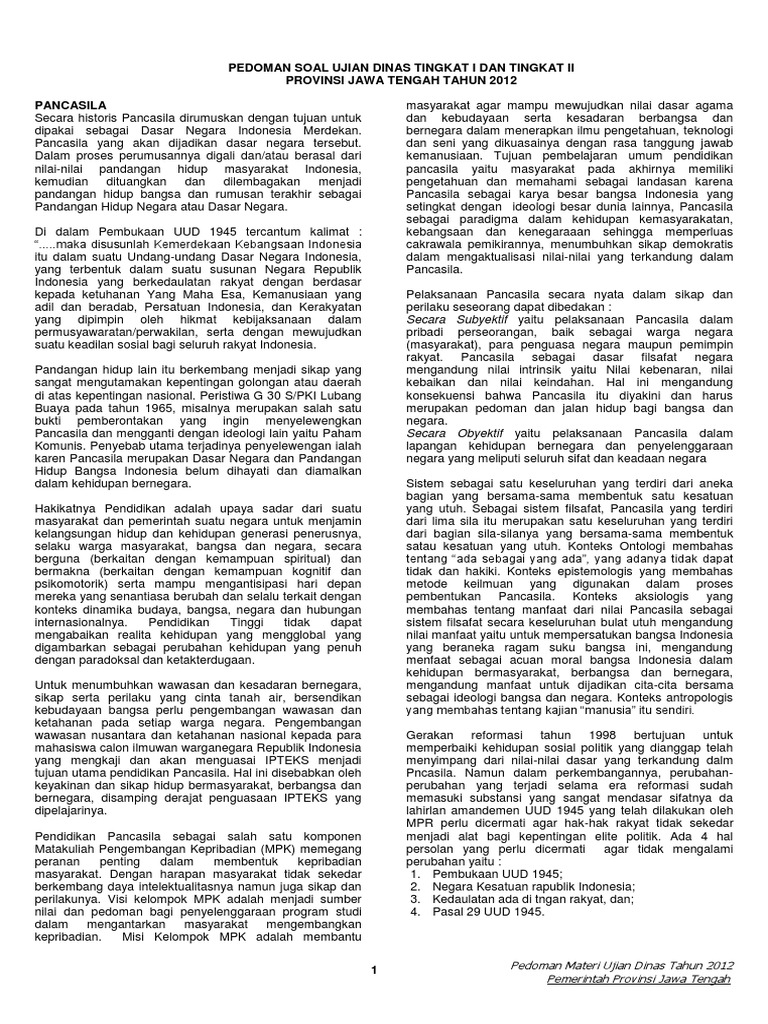 Kisi kisi Soal Ujian Dinas Tingkat i Dan Tingkat II Kisi kisi Soal Ujian Dinas Tingkat i Dan Tingkat II