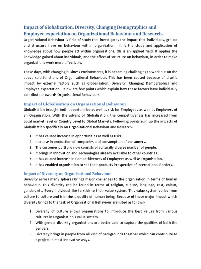 Globalization and Diversity in Organizational Behavior | PDF ...