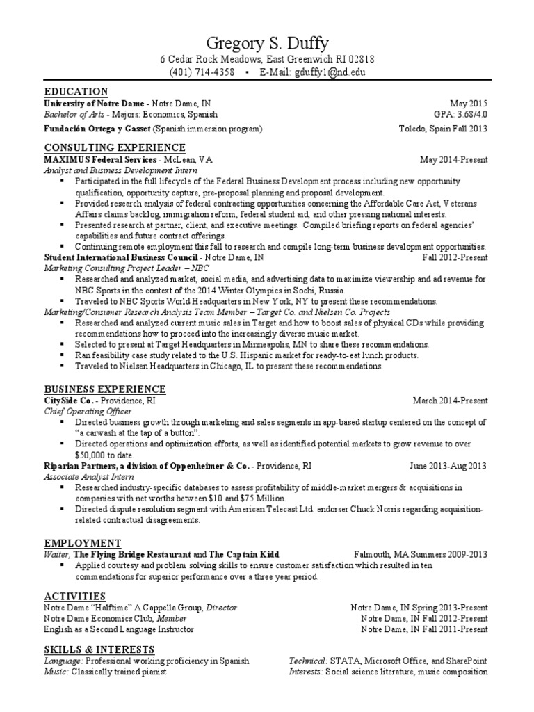 Duffy Gregory Resume Pdf Nbc Marketing