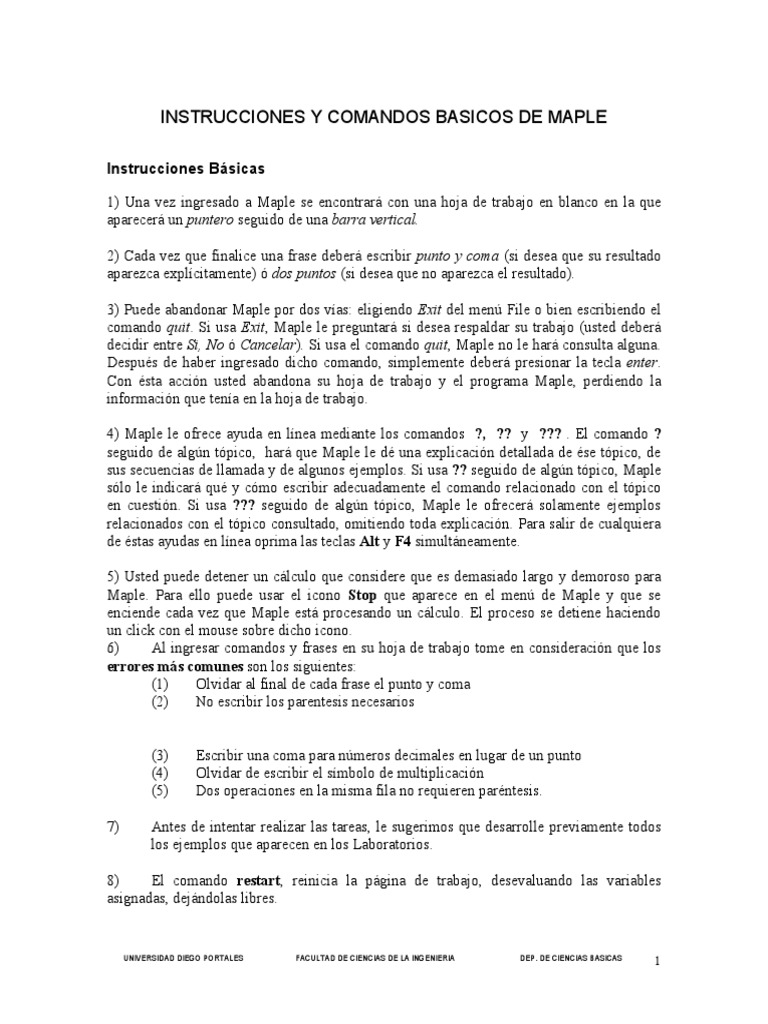 Comandos Básicos de Maple | PDF | Derivado | Integral