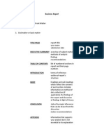 Business Report Outline of A Report