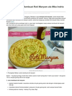 Resep Sukses Membuat Roti Maryam Ala Mba Indria Sari