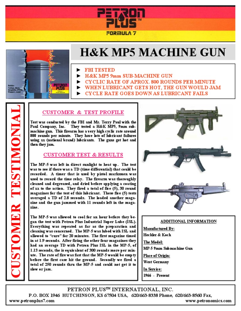 T Petron Plus Ind Testimonial H K Mp5 Pdf Firearms Equipment