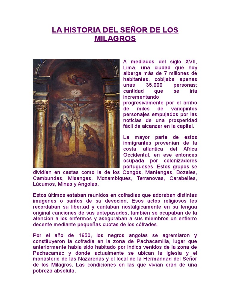 Historia del Señor de los Milagros | PDF | Religión y creencia