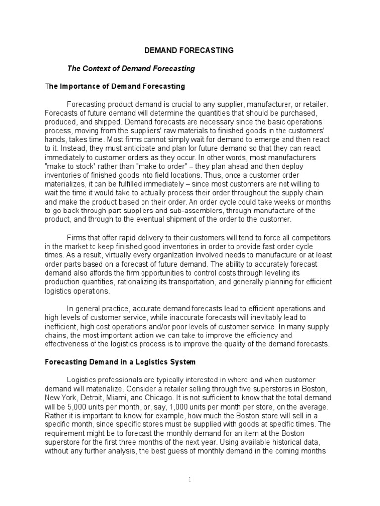 The Context of Demand Forecasting | PDF | Forecasting | Errors And ...