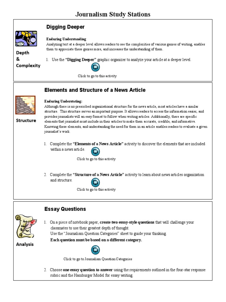 Journalism Analysis Activities Guide | PDF