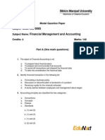 MC 0065 Financial Management and Accounting: Model Question Paper Subject Code: Subject Name: Credits: 4 Marks: 140
