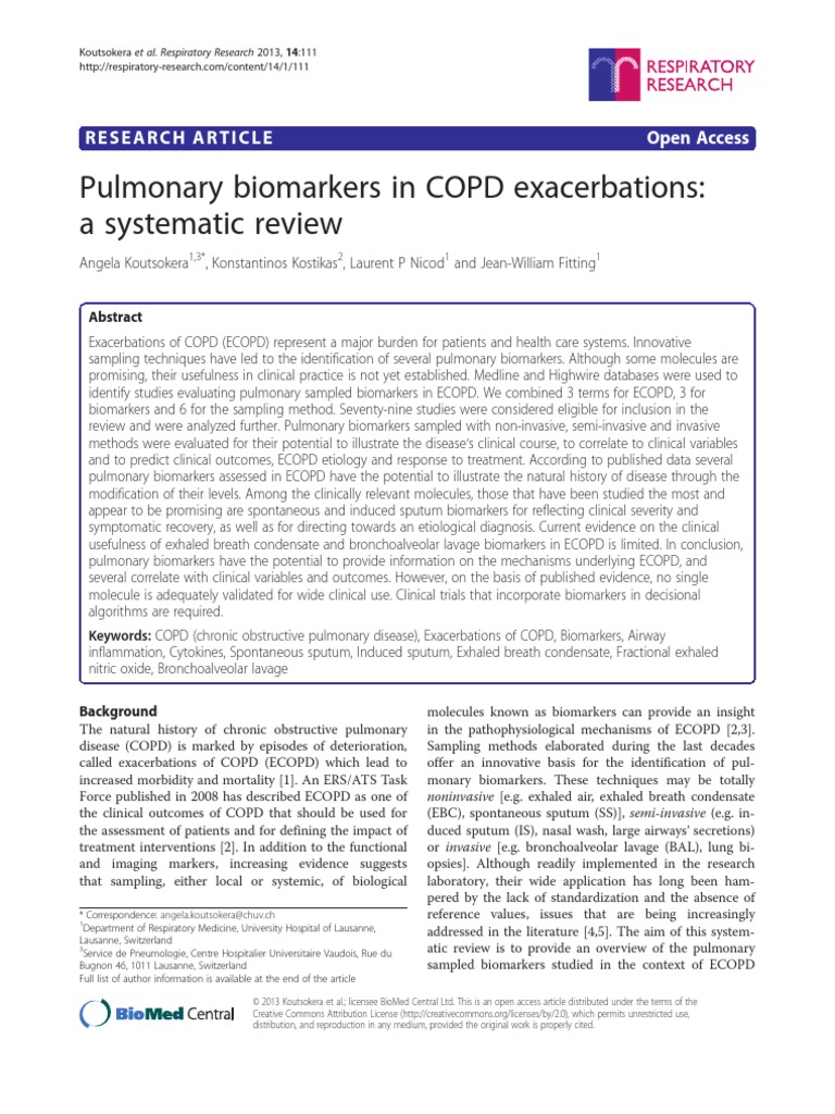 Biomarkers in COPD Exacerbations | PDF | Chronic Obstructive Pulmonary ...