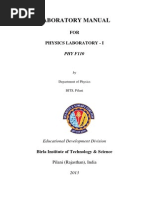 Laboratory Manual: FOR Physics Laboratory - I