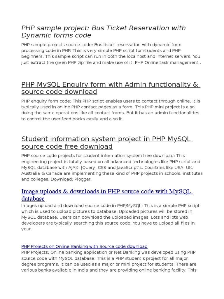 Mini code source php project PHP Projects