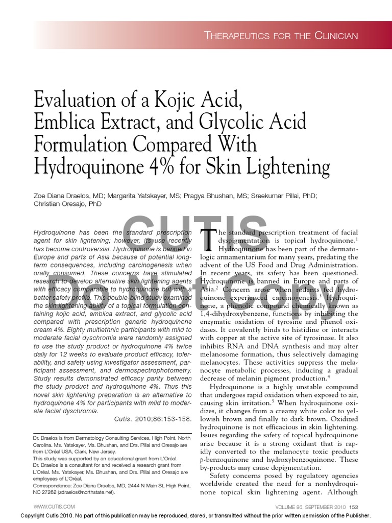 Evaluation of A Kojic Acid, PDF | PDF | Wellness | Medical