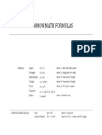 Common Math Formulas 