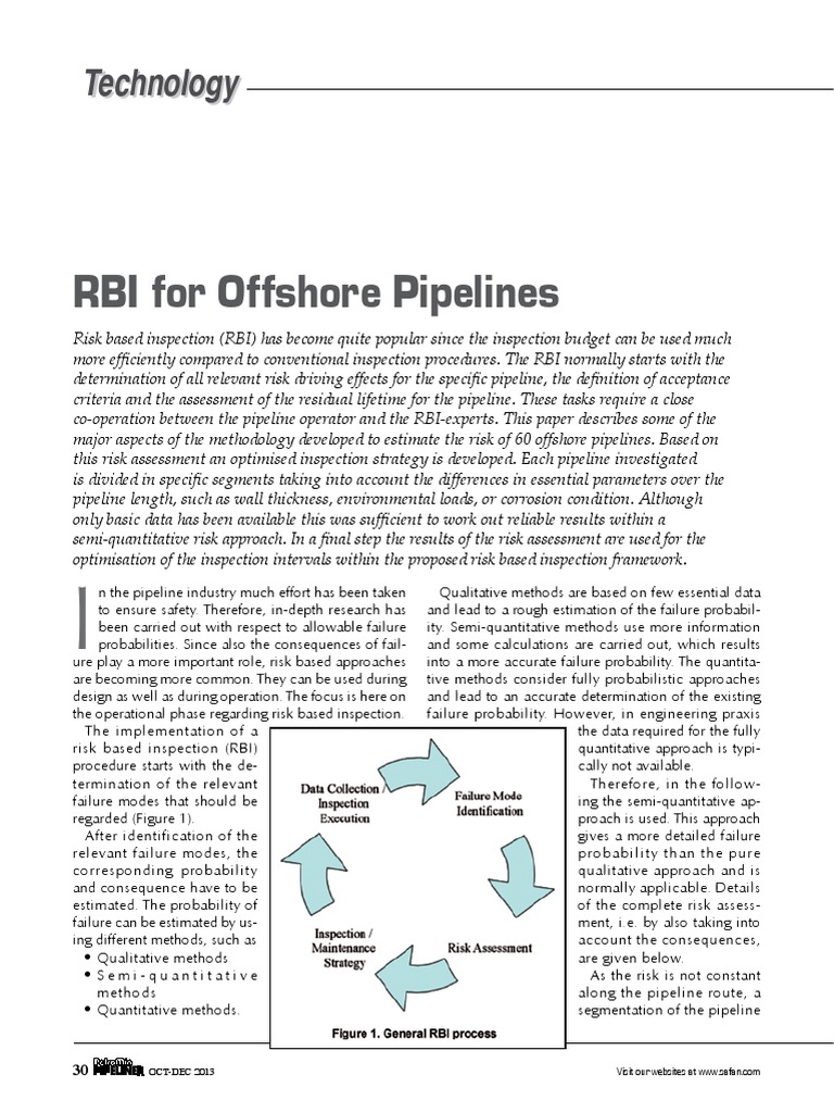 RBI For Offshore Pipelines PDF | PDF