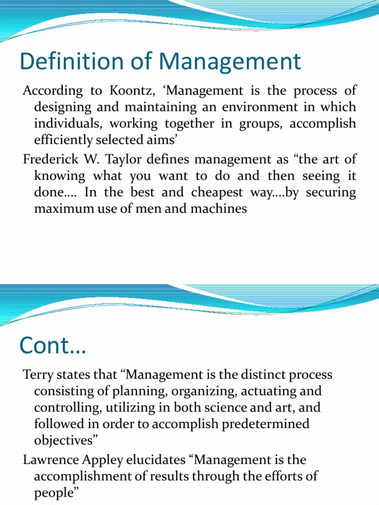 Definition of Management PDF Employment Sole Proprietorship