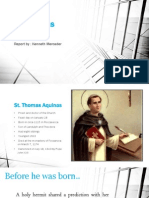 St. Thomas Aquinas: Report By: Kenneth Mercader