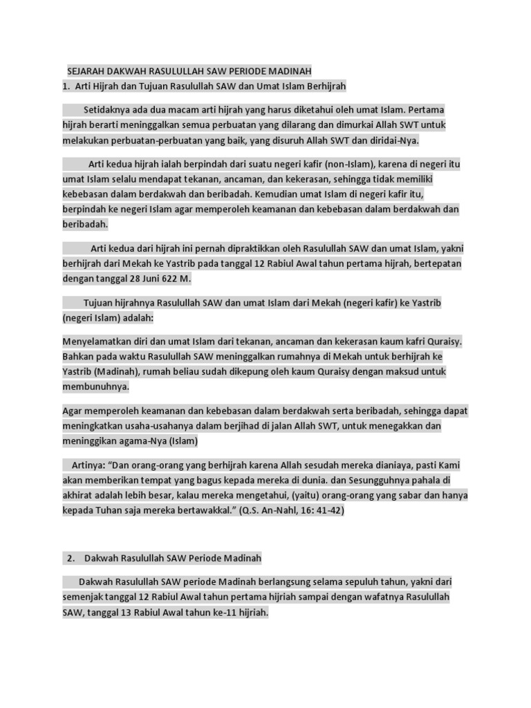 Sejarah Dakwah Rasulullah Saw Periode Madinah Pdf