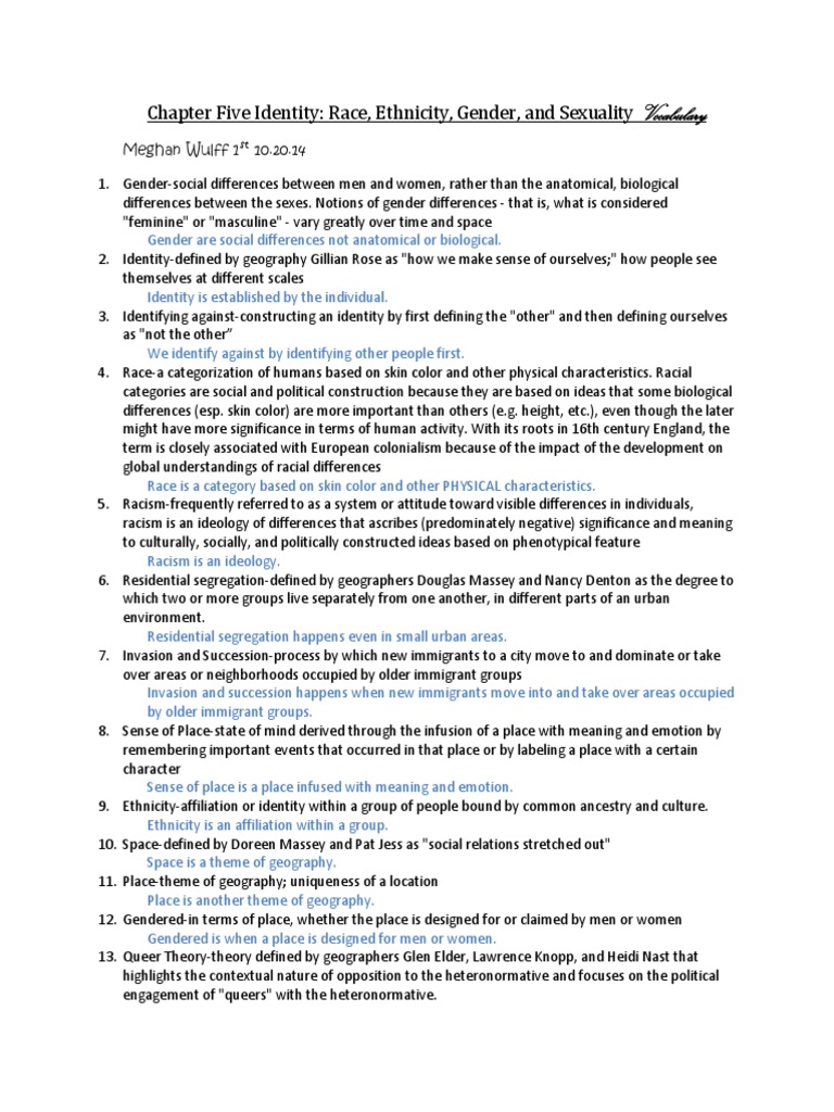 Identity: Race, Gender, and Space | PDF | Race (Human Categorization ...