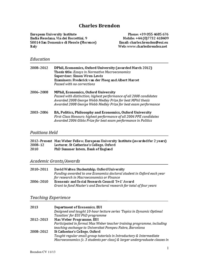 Full CV 1 1 | PDF | Doctor Of Philosophy | Thesis