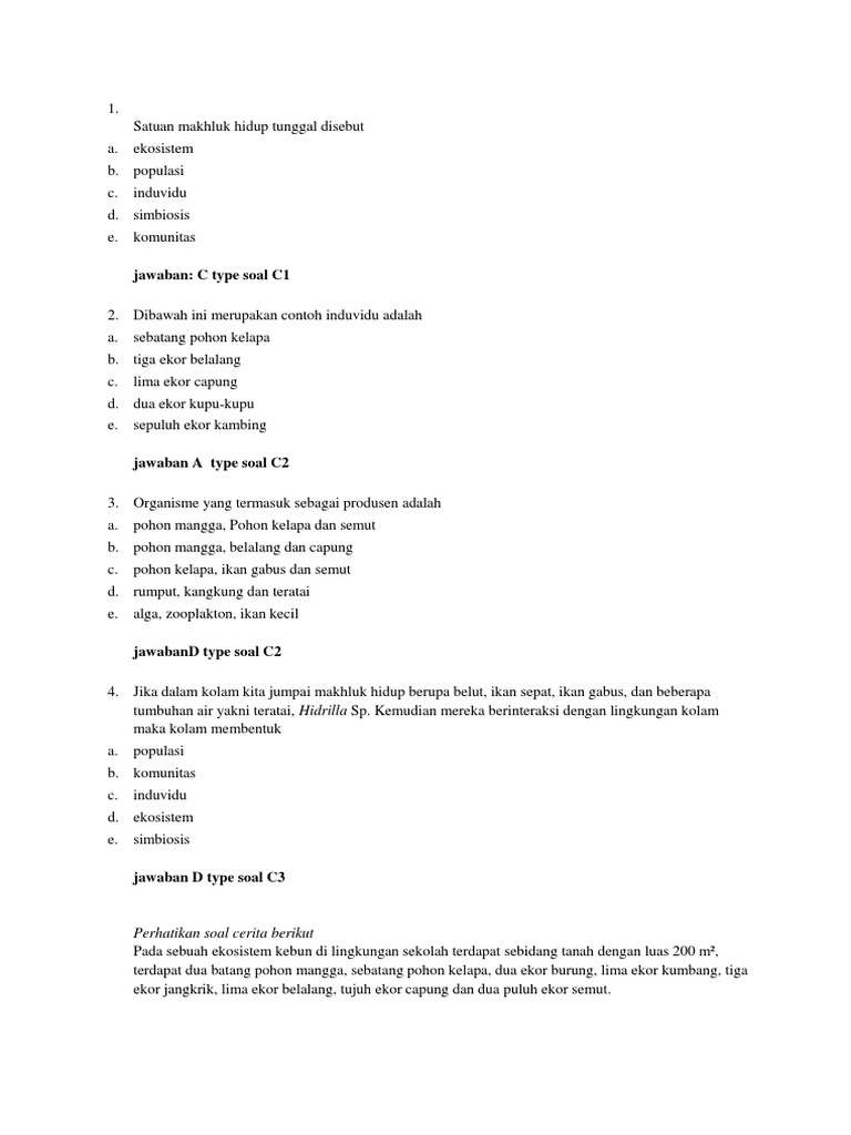 Contoh Soal C1 Mtk Kls 5 Ttg Peredaran Darah