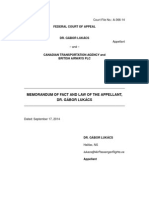 Memorandum of Fact and Law of The Appellant (September 17, 2014)
