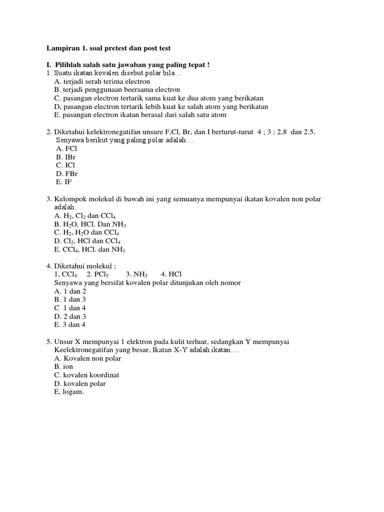 Lampiran Soal Pretest Dan Post Test