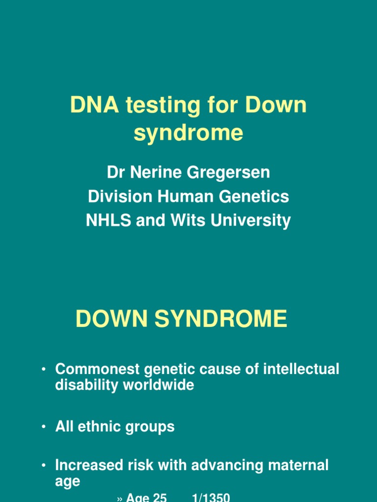 DNA Testing For Down Syndrome PDF Microsatellite Down Syndrome