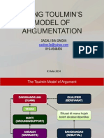 Using Toulmin'S Model of Argumentation: Sazali Bin Saidin 019-4548436