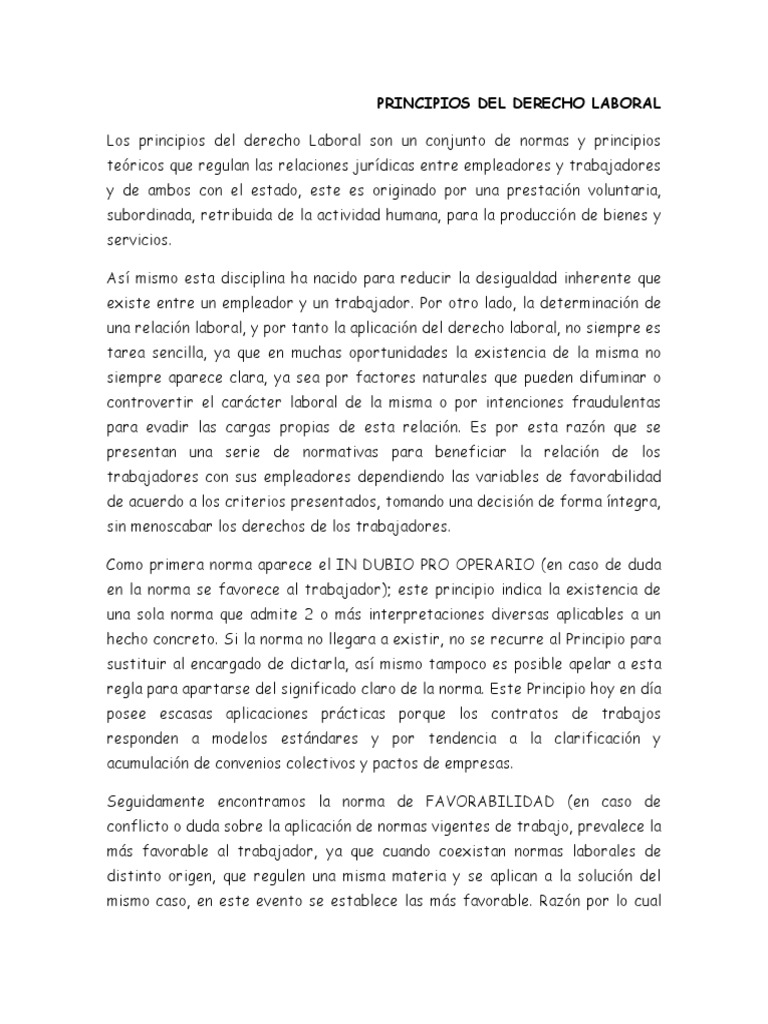 Principios del Derecho Laboral en Colombia | PDF | Derecho laboral ...