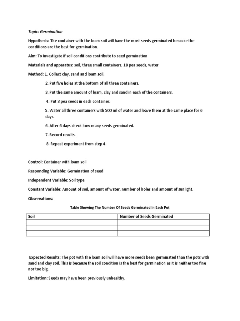 Soil Type Effects on Seed Germination | PDF | Home & Garden