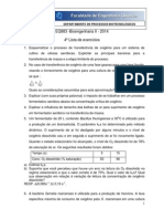 Lista de Exercicios de Transferencia de oxigenio