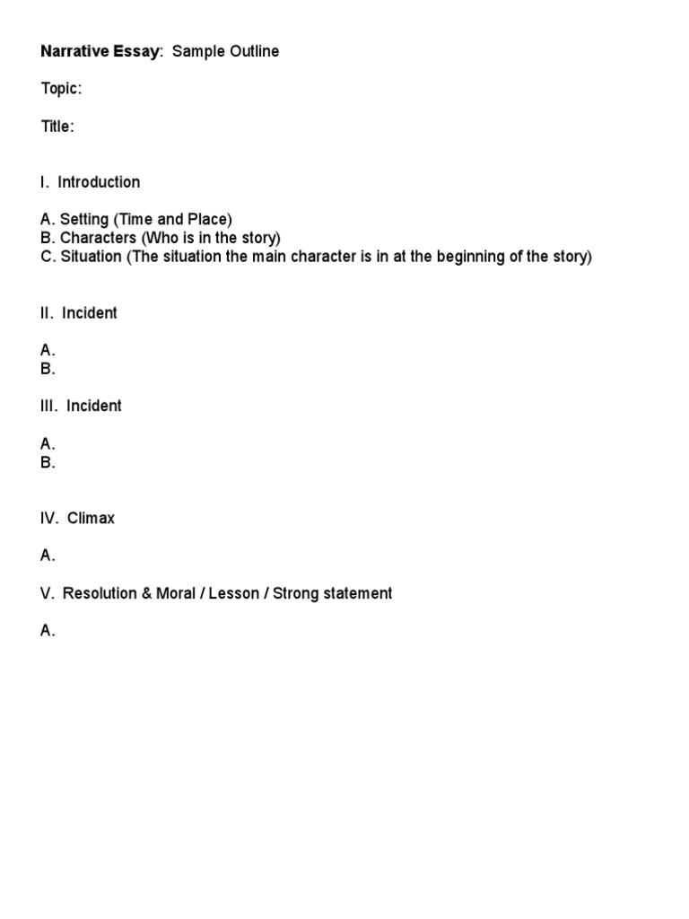Narrative Essay Outline Basic | PDF