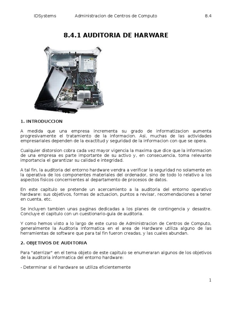 Leccion 8.4.1 Auditoria de Hardware | PDF | Almacenamiento de datos de ...