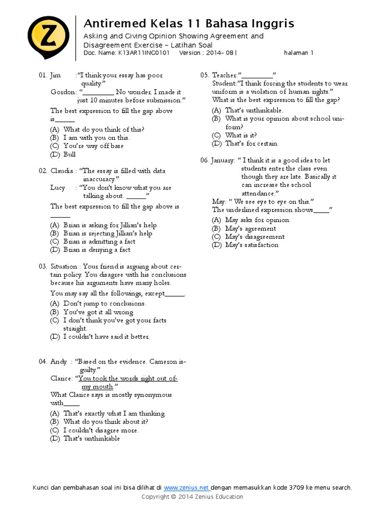 Contoh Soal Essay Bahasa Inggris Tentang Opinion Beserta Jawabannya Kumpulan Soal Pelajaran 3