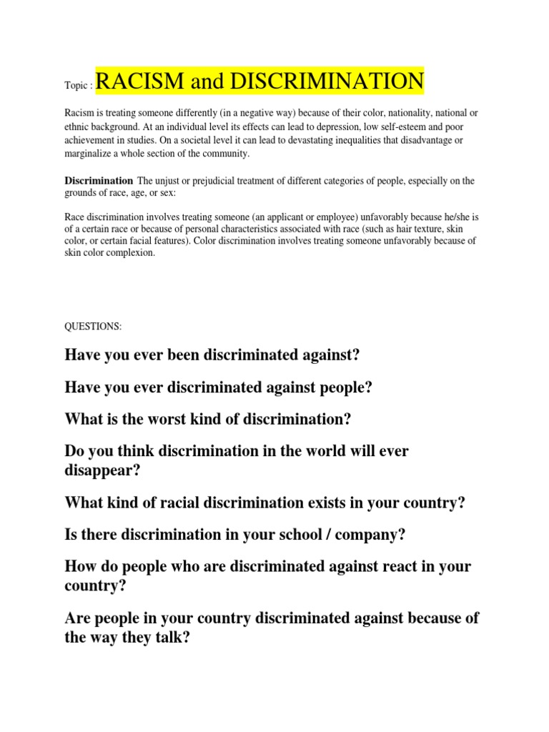 Racism and Discrimination | PDF | Wellness