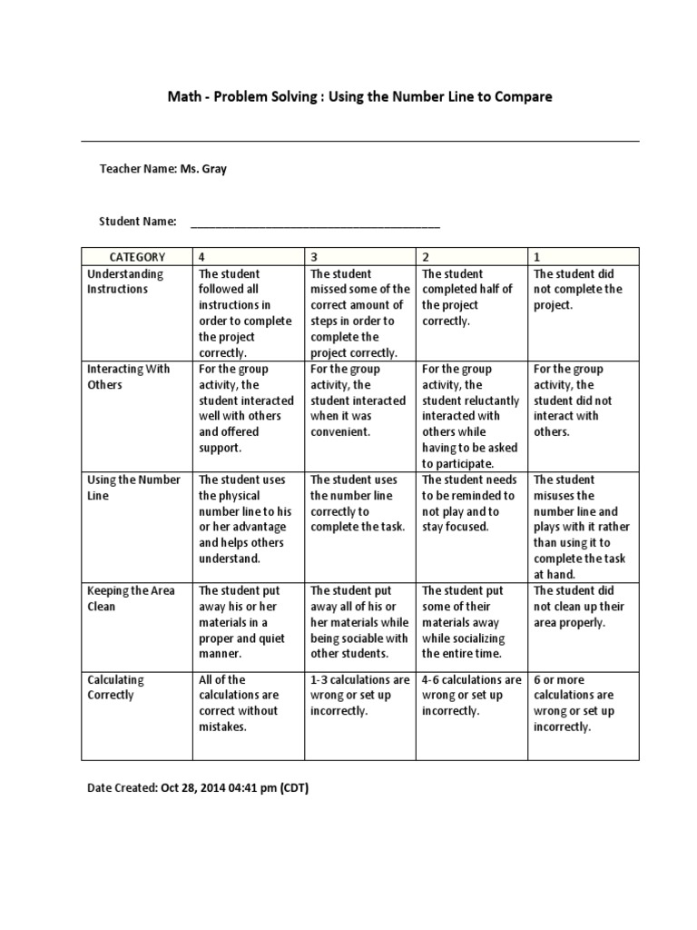 Math Rubric PDF Education Theory Psychology