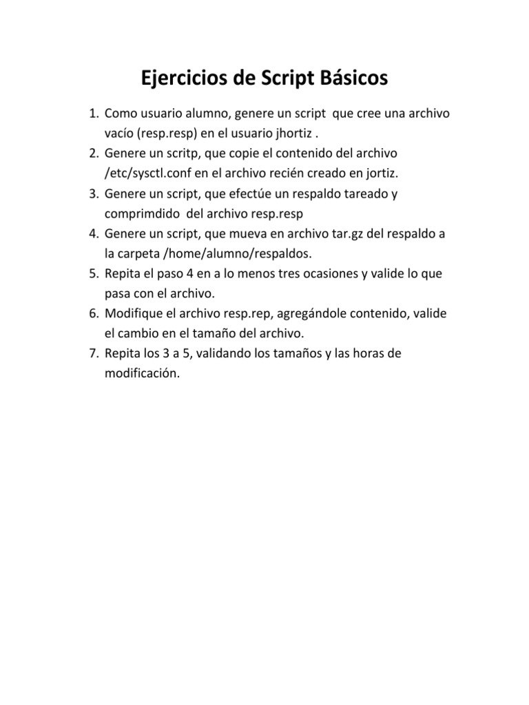 Ejercicios de Script Básicos Linux | PDF | Informática