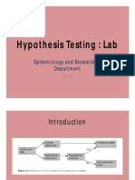 Hypothesis Testing: Lab: Epidemiology and Biostatistics Department
