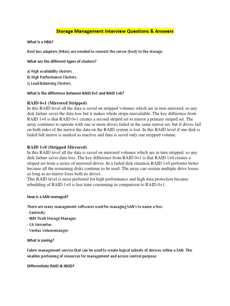 Hp 3par Storage Interview Questions And Answers Dandk Organizer