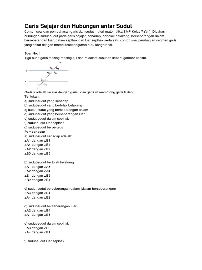Garis Sejajar Dan Hubungan Antar Sudut Pdf