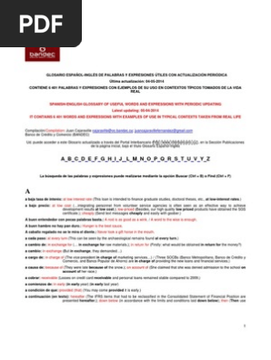 Glosario Espanol Ingles De Palabras Y Expresiones 04 05 2014 Preferred Stock Market Liquidity