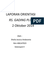 Laporan Orientasi RS Gading Pluit