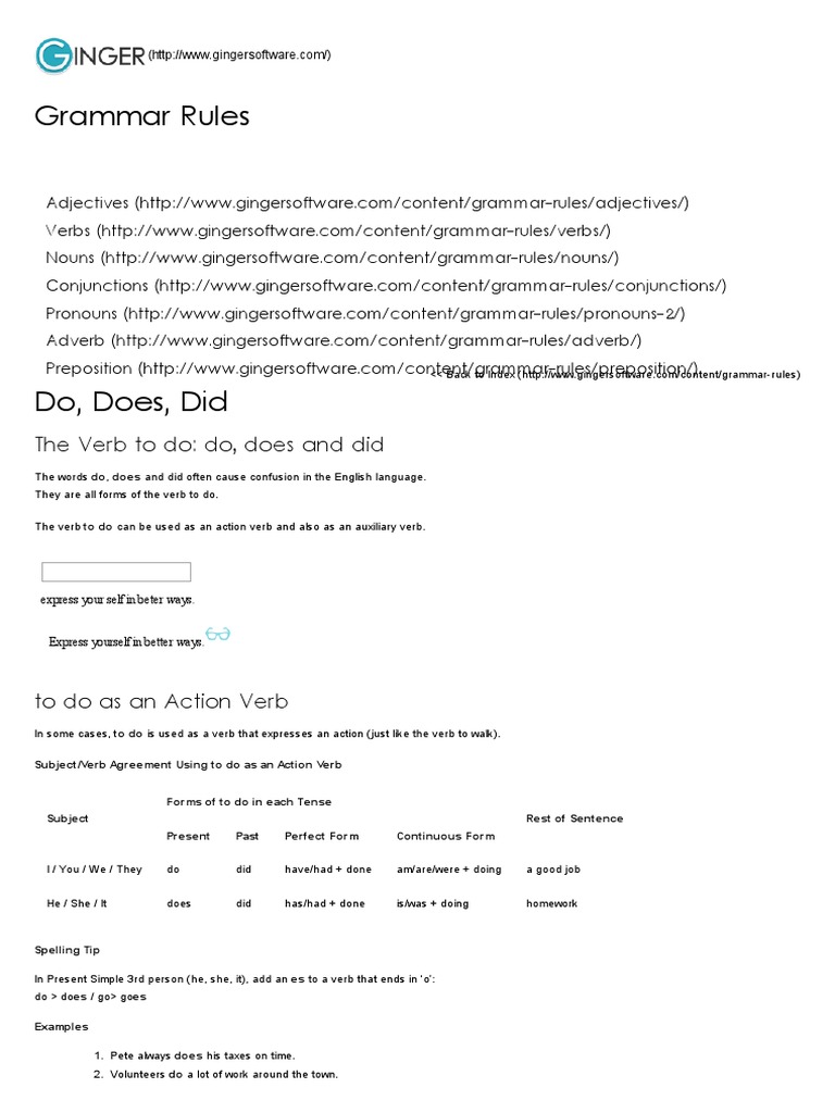 Do, Does, Did | PDF | Verb | Question